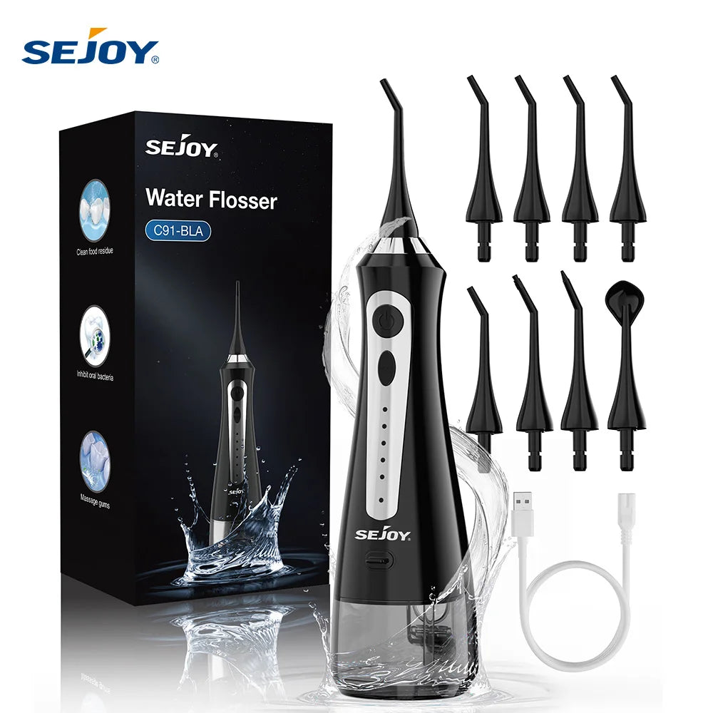 Sejoy Portable Electric Dental Water Flosser Irrigator With Tips