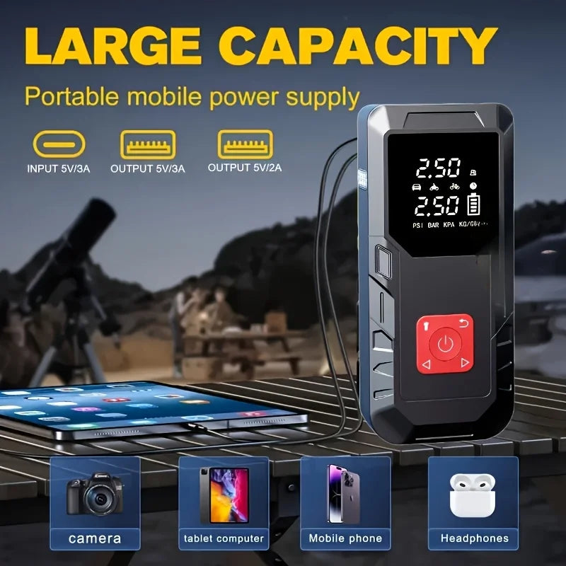 Portable Car Jump Starter Power Bank With Air Inflator