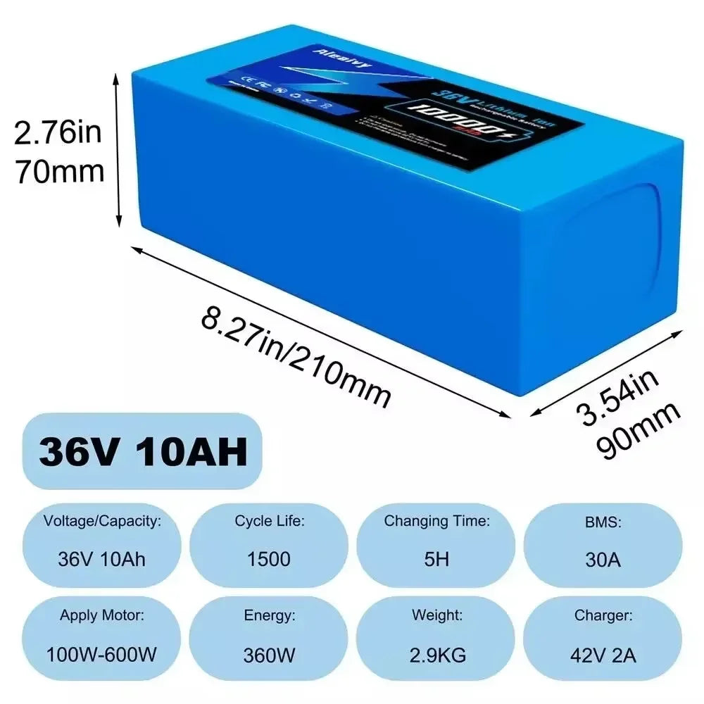 Cheterdoli 36V Li-Ion Ebike Battery Pack 10–20Ah With Charger