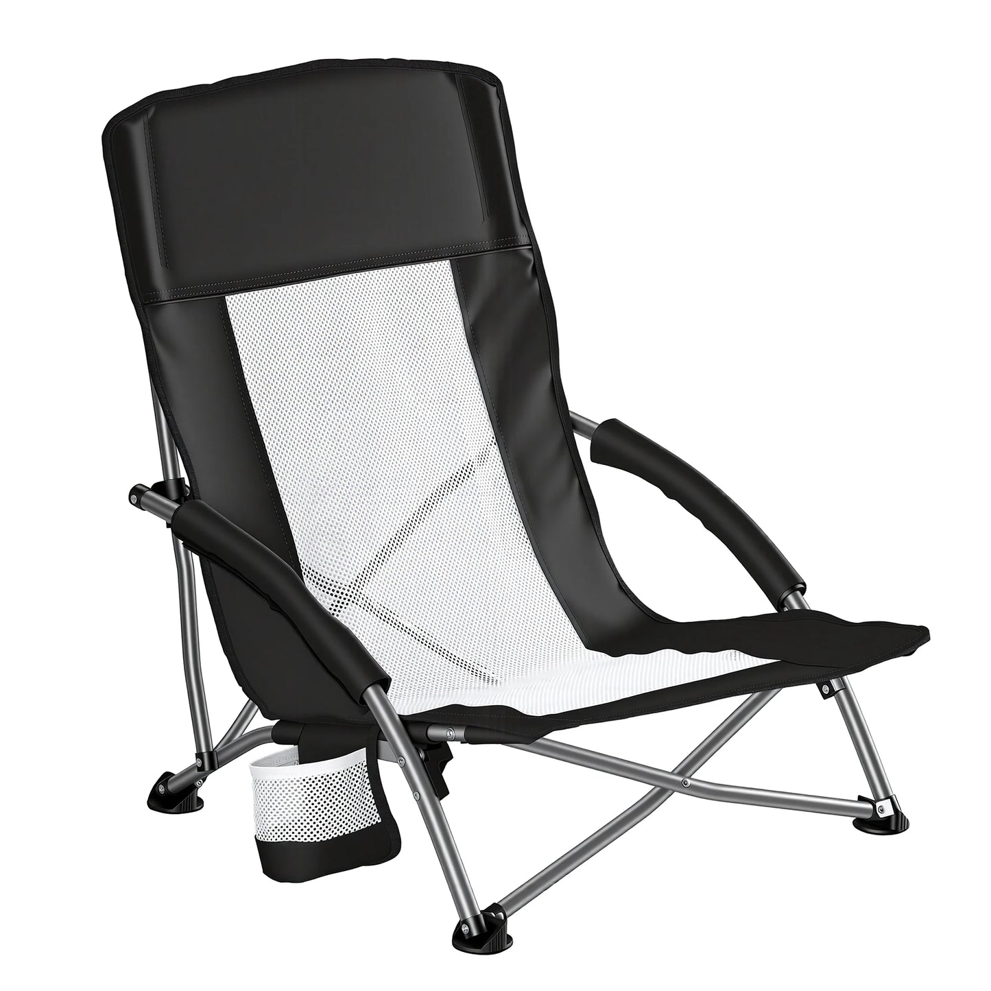 JHK Portable Camping Beach Chair Mesh Back Cup Holder