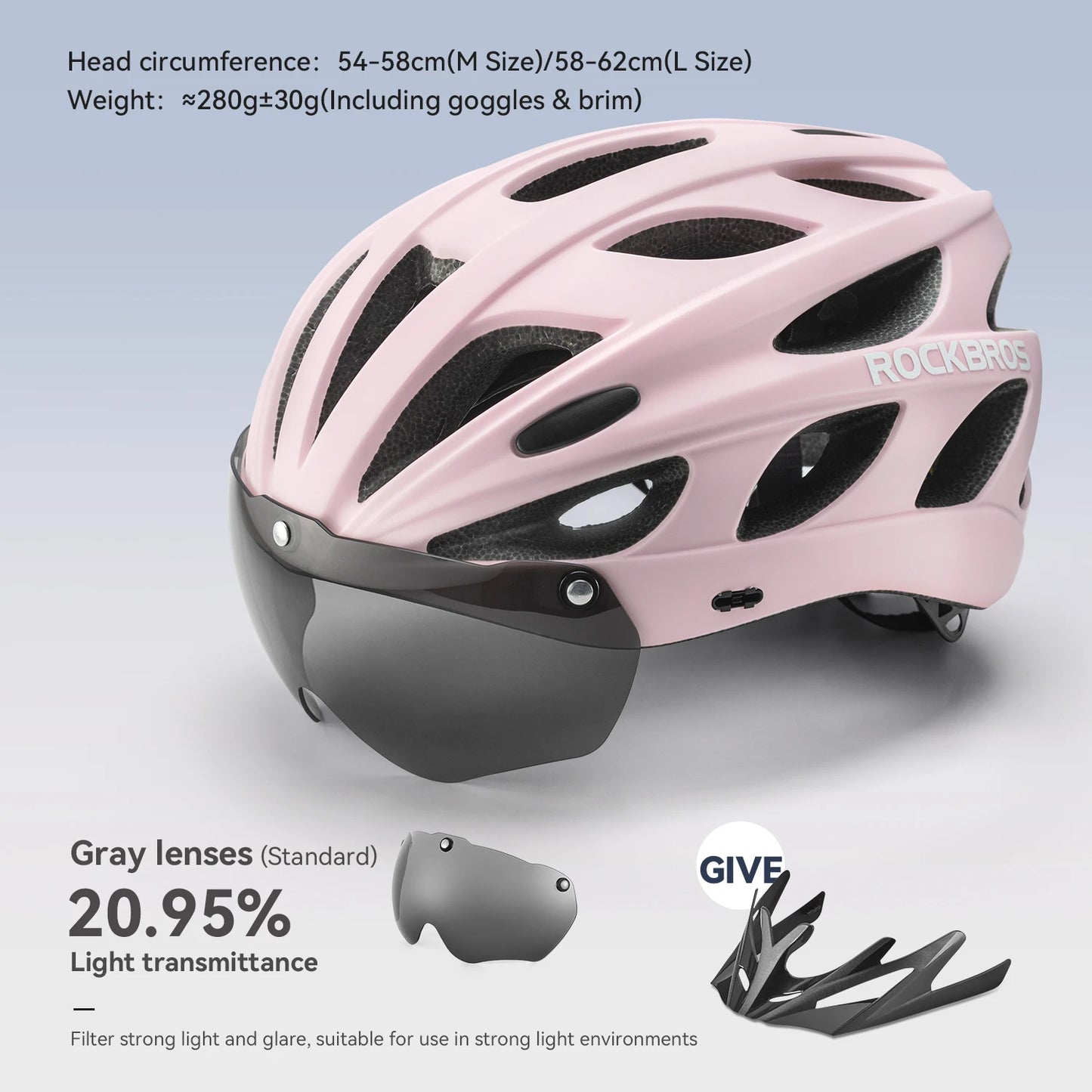 ROCKBROS Cycling Helmet With Goggles, Lightweight Head Protection For MTB Road