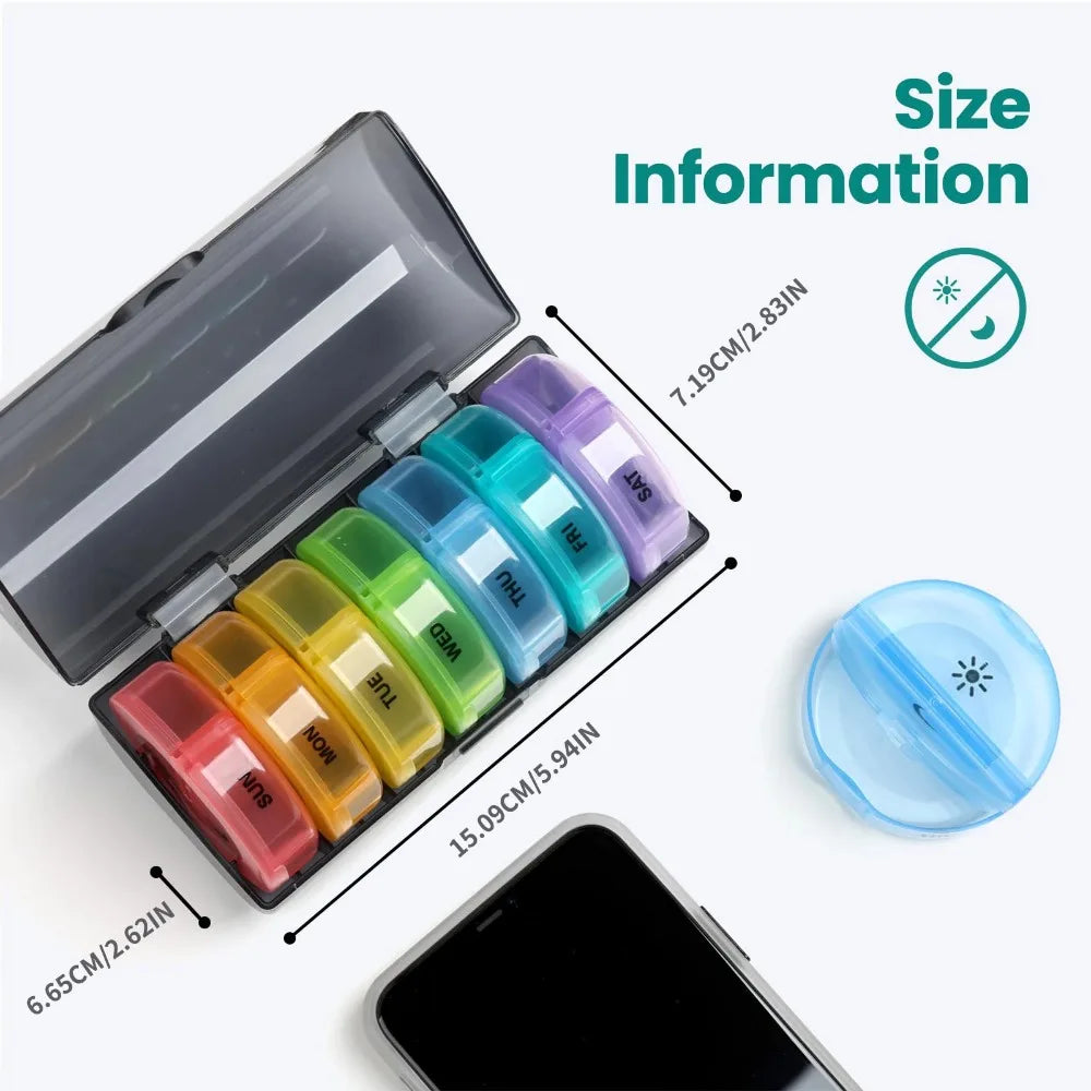 Weekly Portable Medicine Pill Box Container Organizer for Tablet Storage