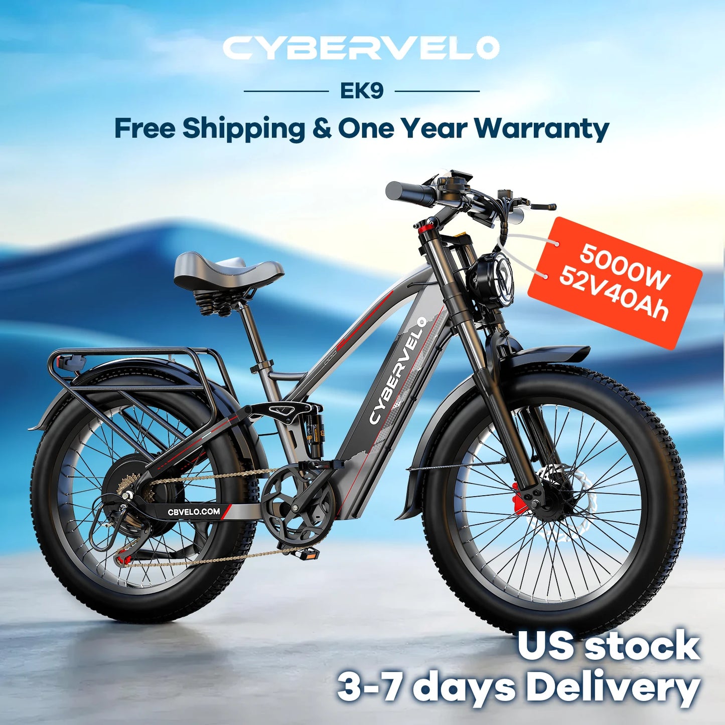 Cybervelo 5000W Fat Tire Electric Bike For Daily Commuting