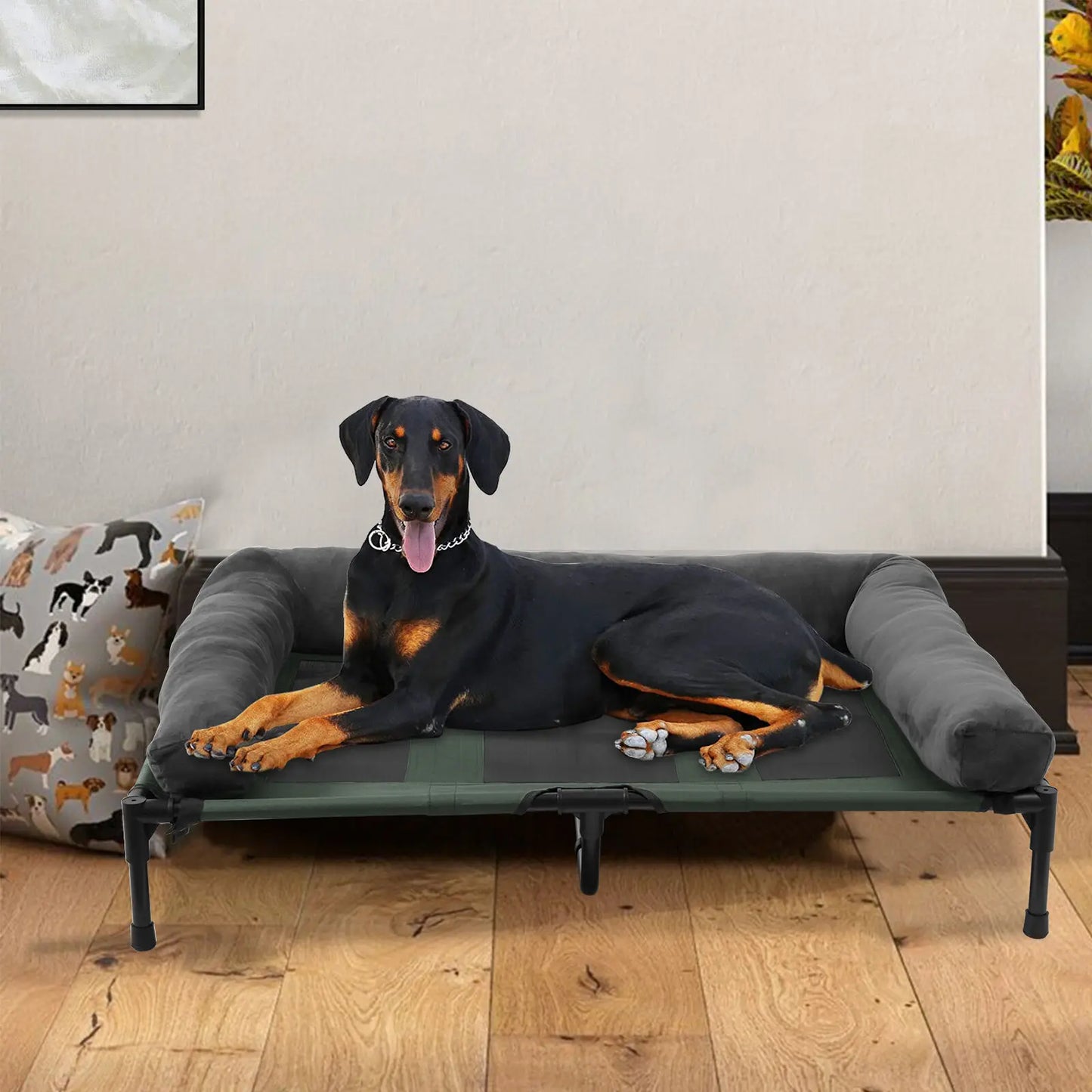 BINGOPAW Elevated Outdoor Pet Lounger Bed With Detachable Bolster Cooling