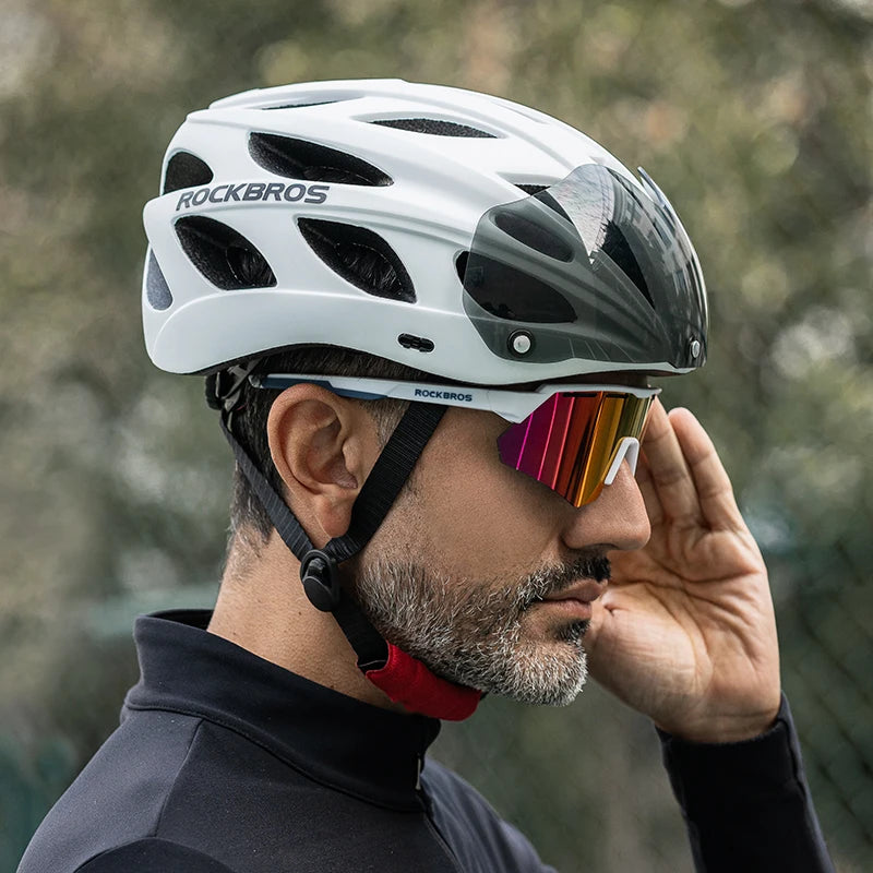 ROCKBROS Cycling Helmet With Goggles, Lightweight Head Protection For MTB Road
