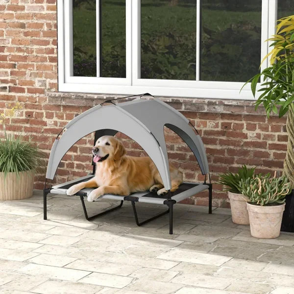 Elevated Dog Bed With Cooling Pad And Canopy, Portable Cot