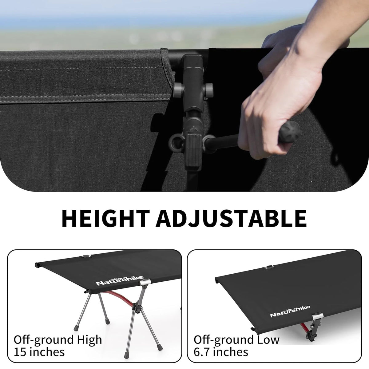 Naturehike Height Adjustable Folding Camping Cot Ultralight Backpacking Bed
