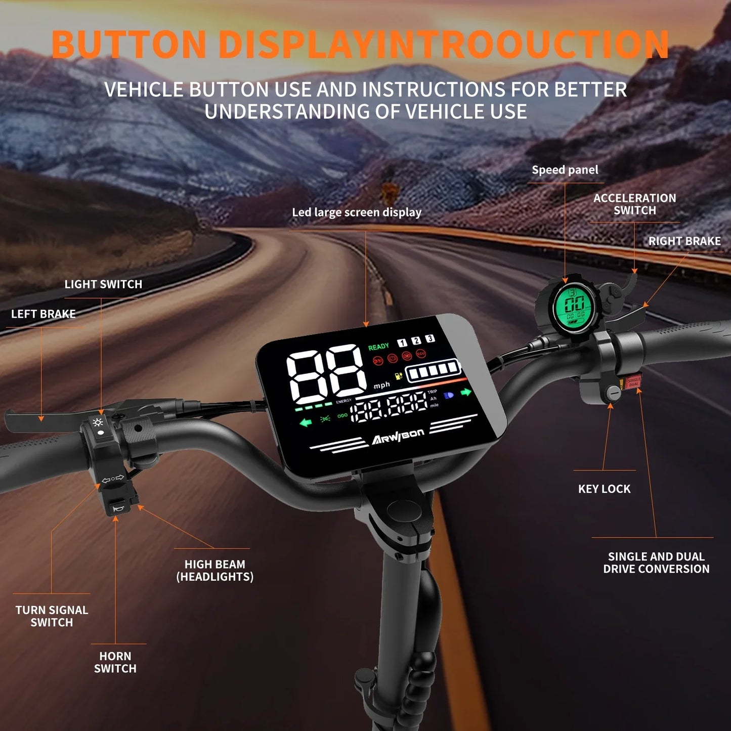 Arwibon 5600W Dual Motor Electric Scooter With Foldable Frame