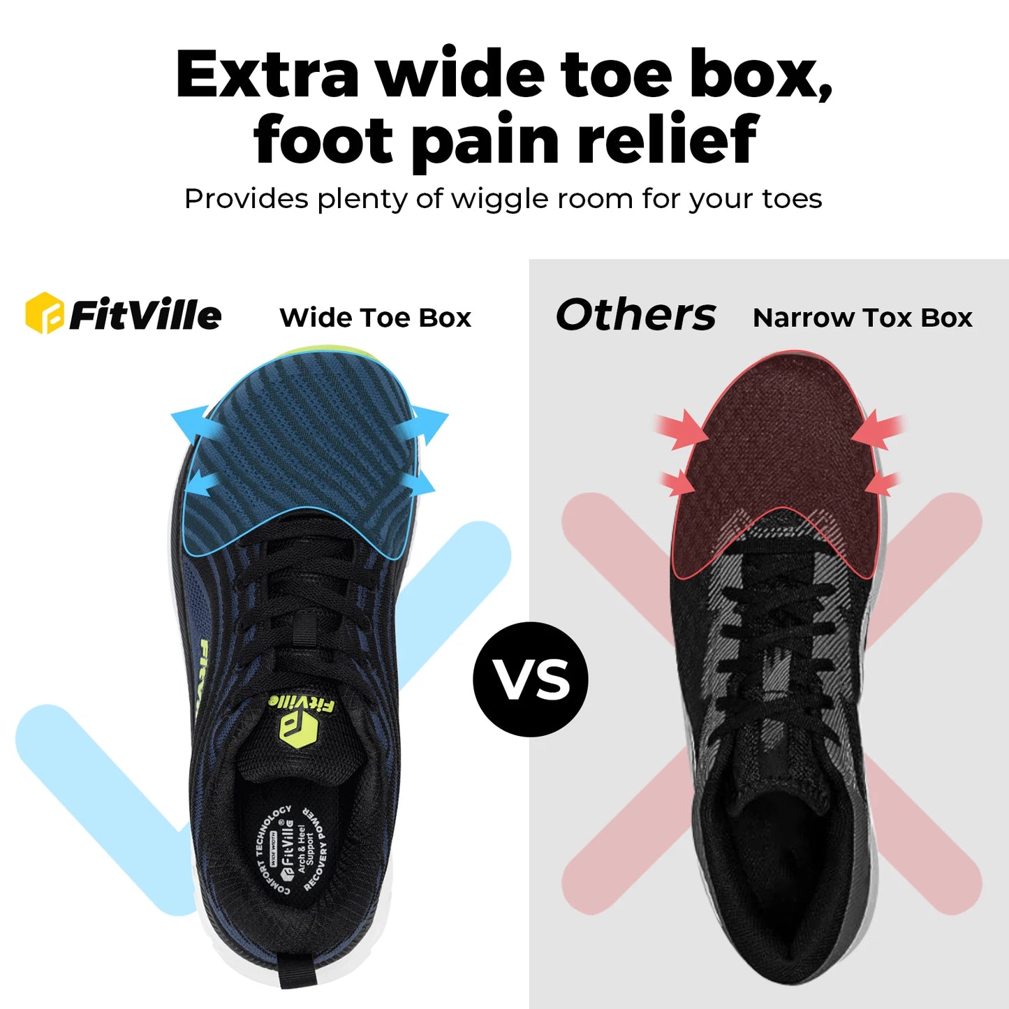 Fitville Men's Wide Toe Box Cushioned Running Shoes